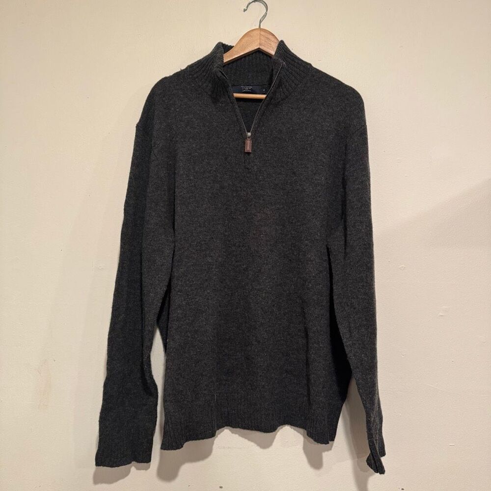 J.Crew Men's Grey 100% Lambswool Quarter-zip Sweater Size 2XL